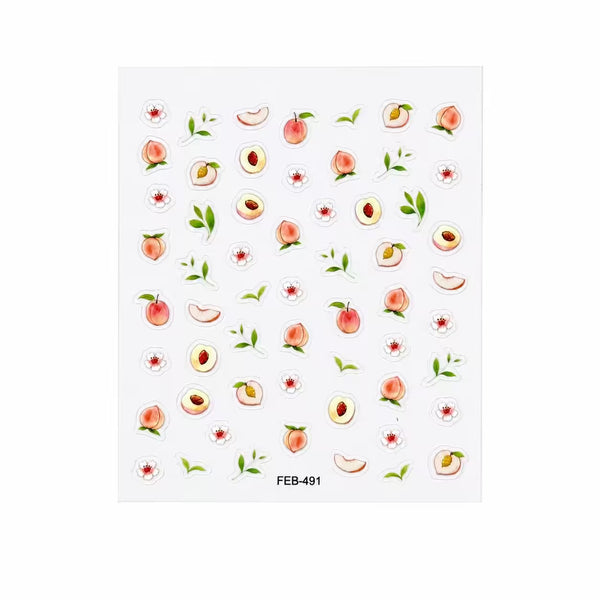 3D Nail Stickers Peach Fruit