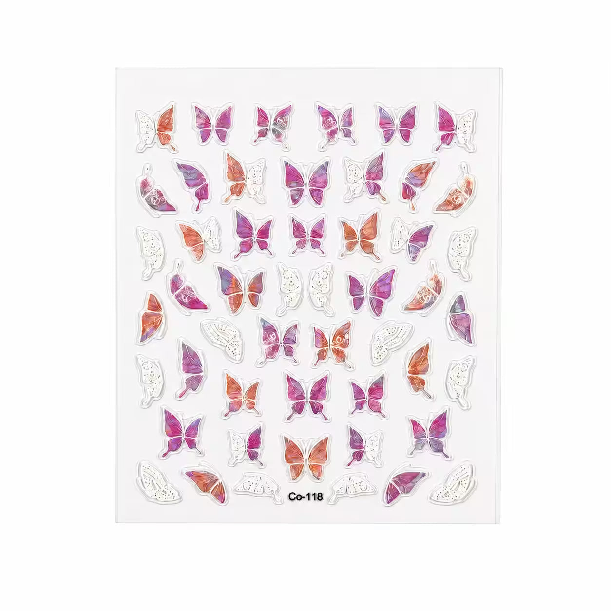 3D Nail Stickers Purple Holographic Butterflies