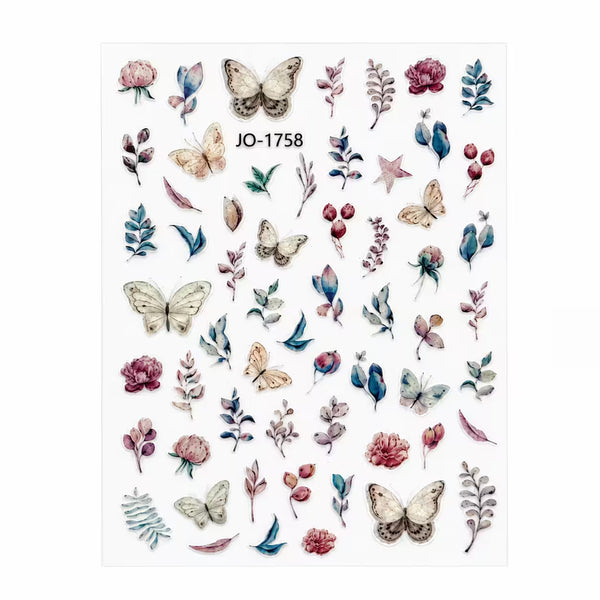 Nail Stickers – Delicate Butterfly Flowers