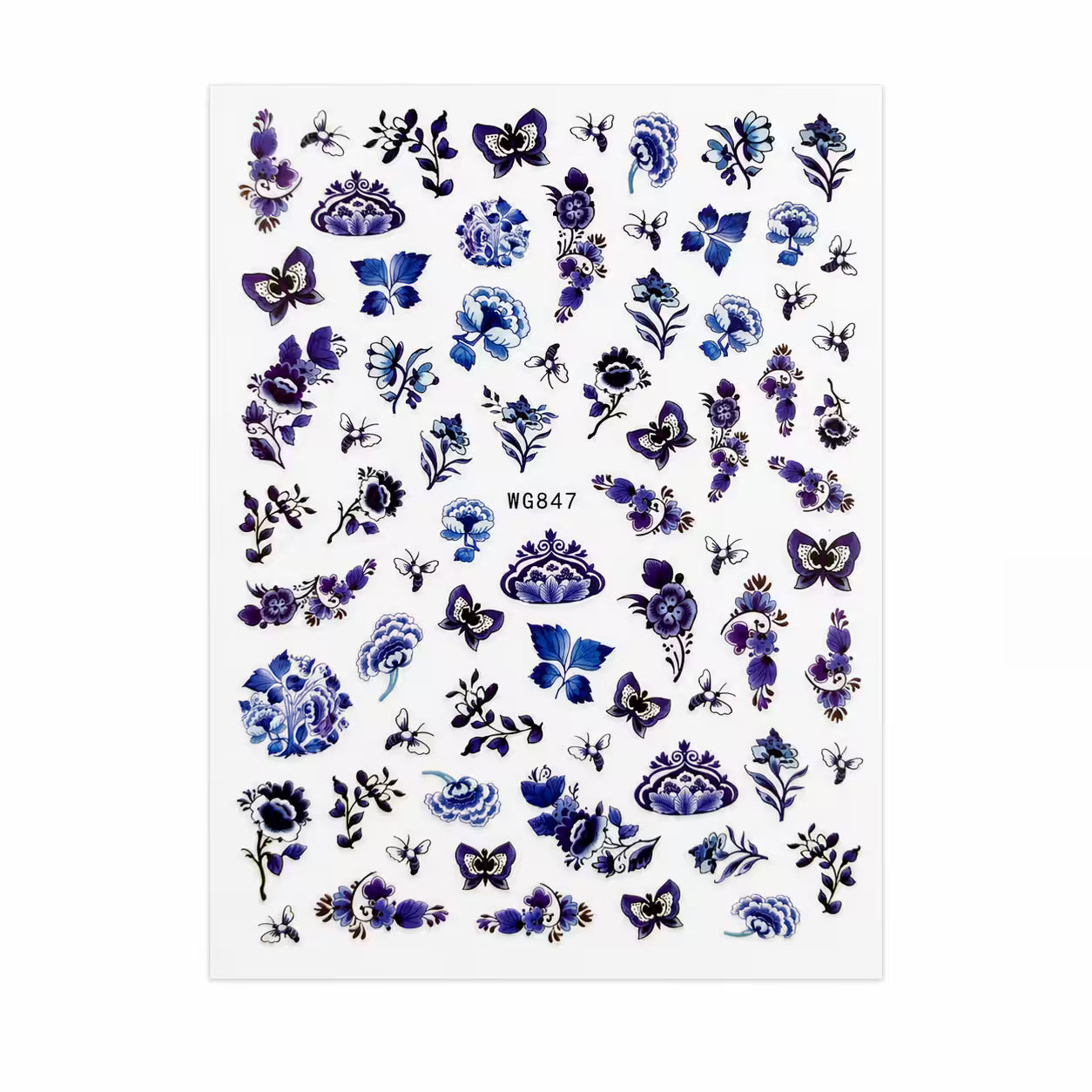 Nail Stickers – Blue Flower and Butterfly