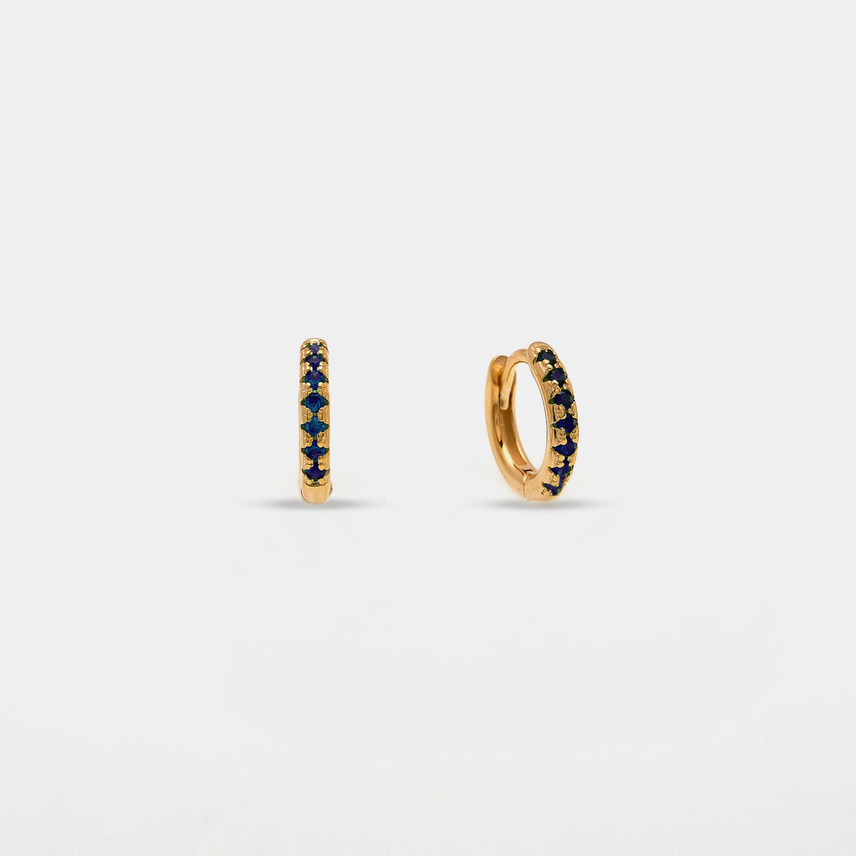 Gold-plated silver earrings with blue zirconia 10 mm hoop