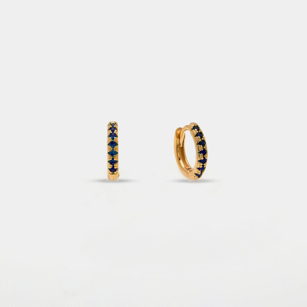 Gold-plated silver earrings with blue zirconia 10 mm hoop