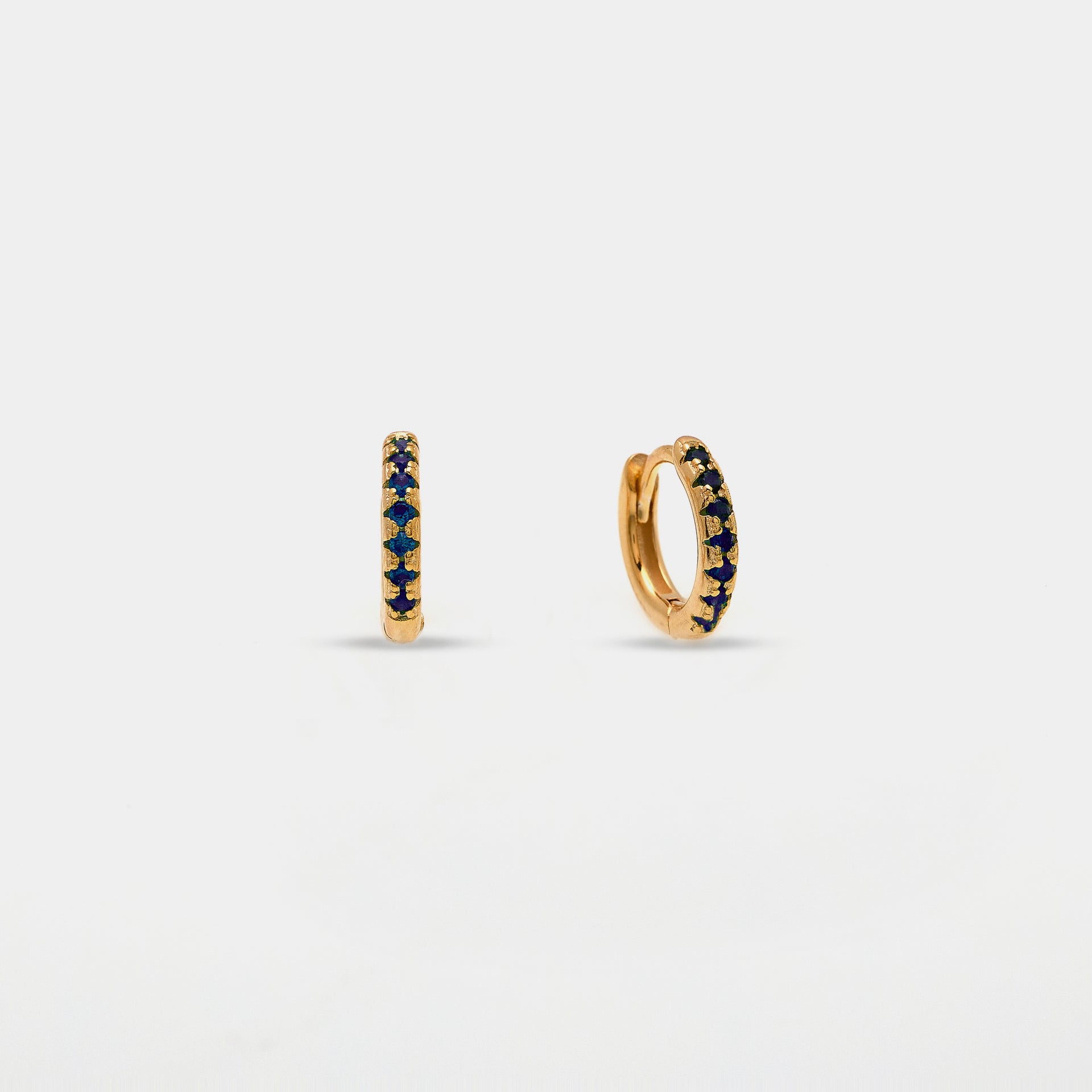 Gold-plated silver earrings with blue zirconia 10 mm hoop