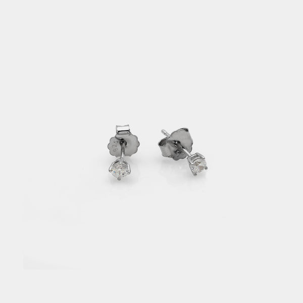 Rhodium-plated silver earrings with white zircons mm 30