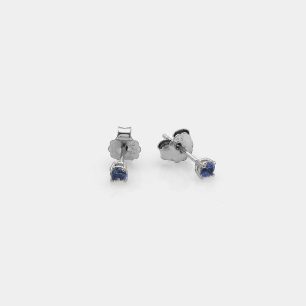 Rhodium-plated silver earrings with blue zircons mm 30