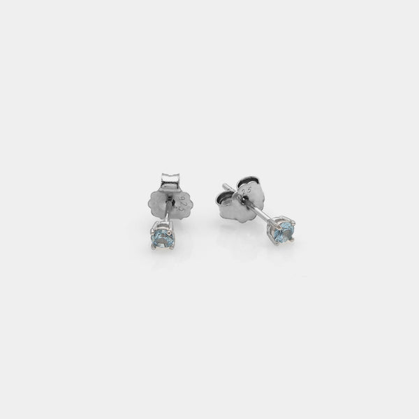 Rhodium-plated silver earrings with light point and light blue zircons mm 30