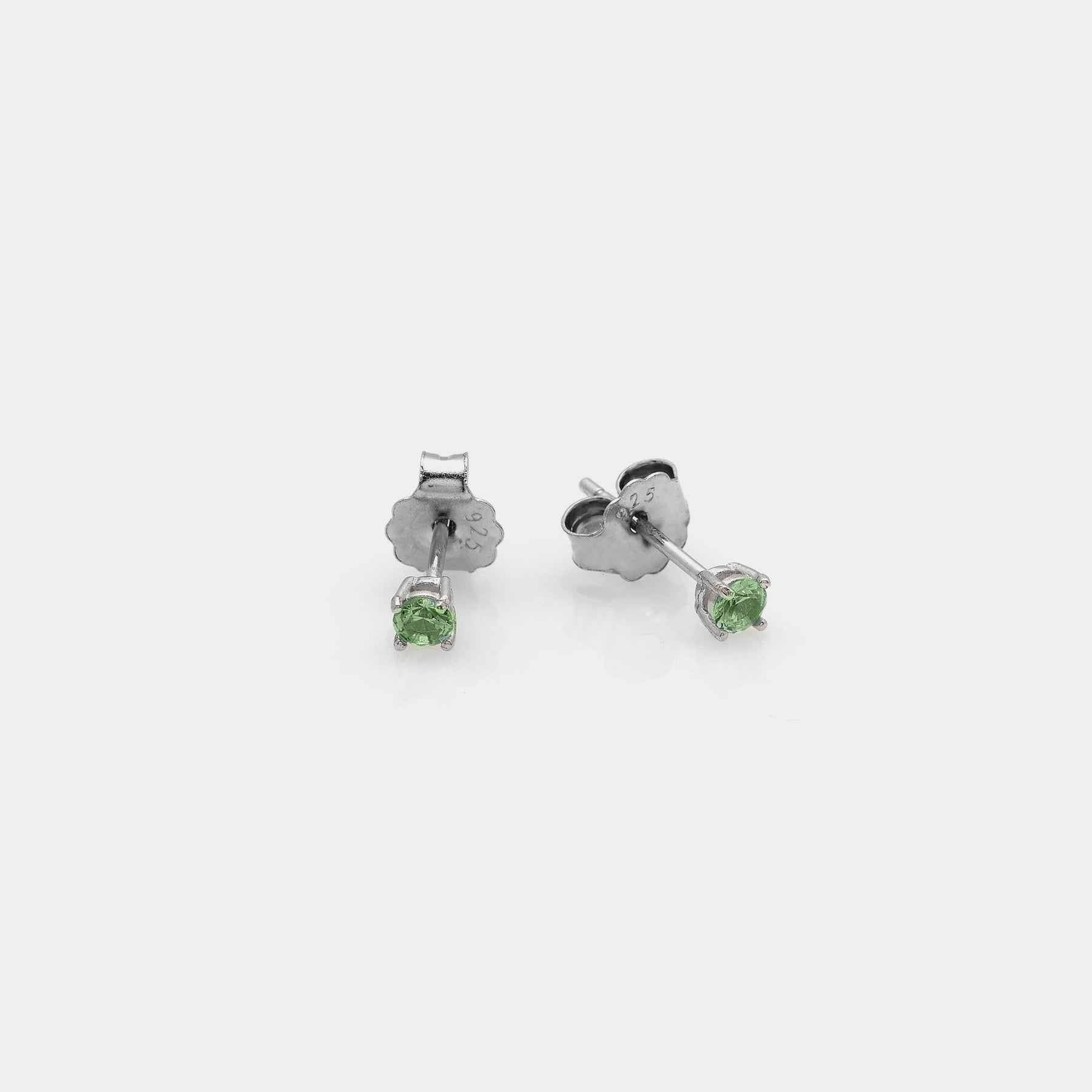 Rhodium-plated silver earrings with green zircons mm 30