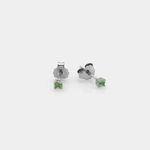 Rhodium-plated silver earrings with green zircons mm 30