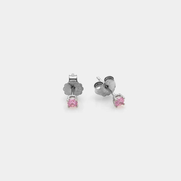 Rhodium-plated silver earrings with pink zircons mm 30