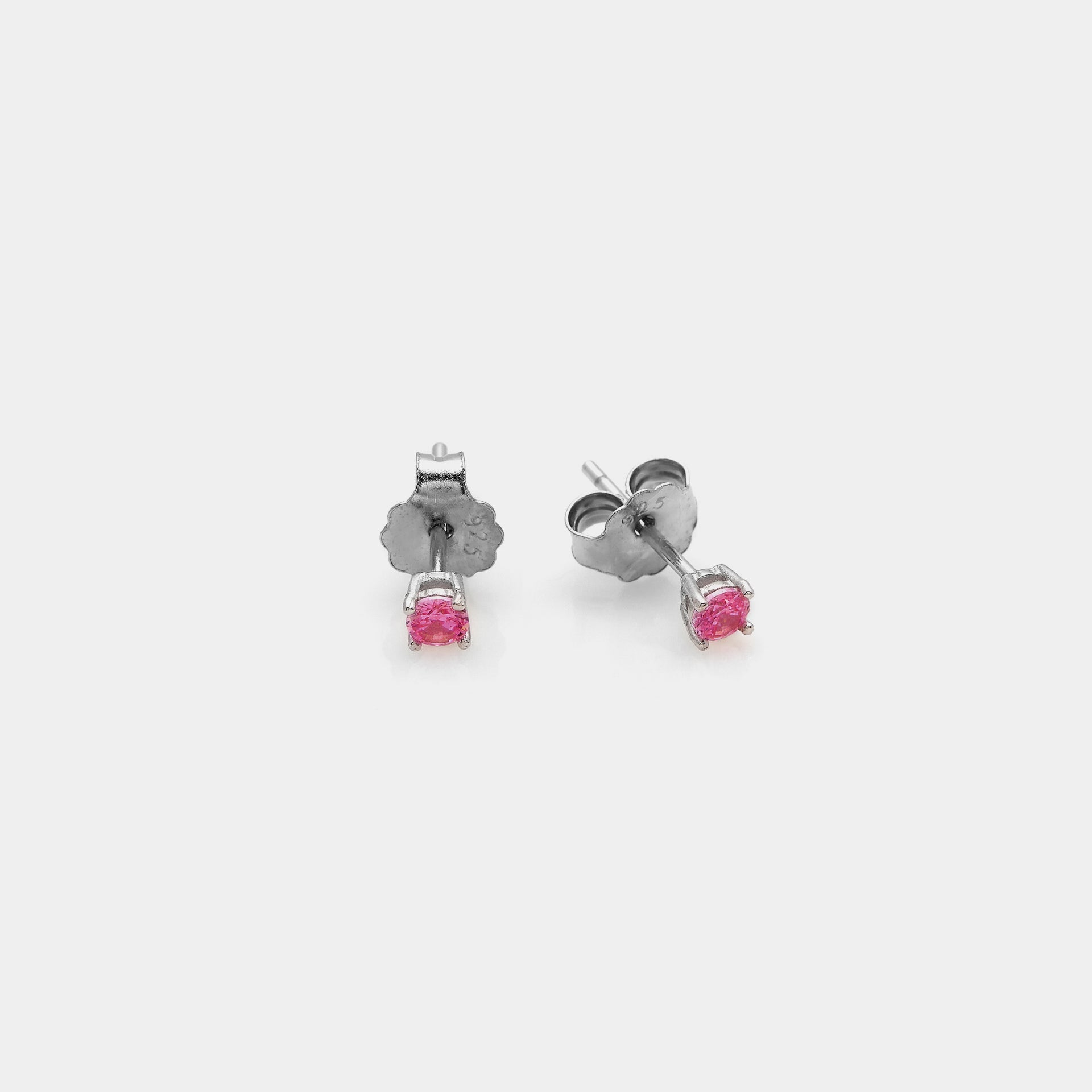 Rhodium-plated silver earrings with red zircons mm 30