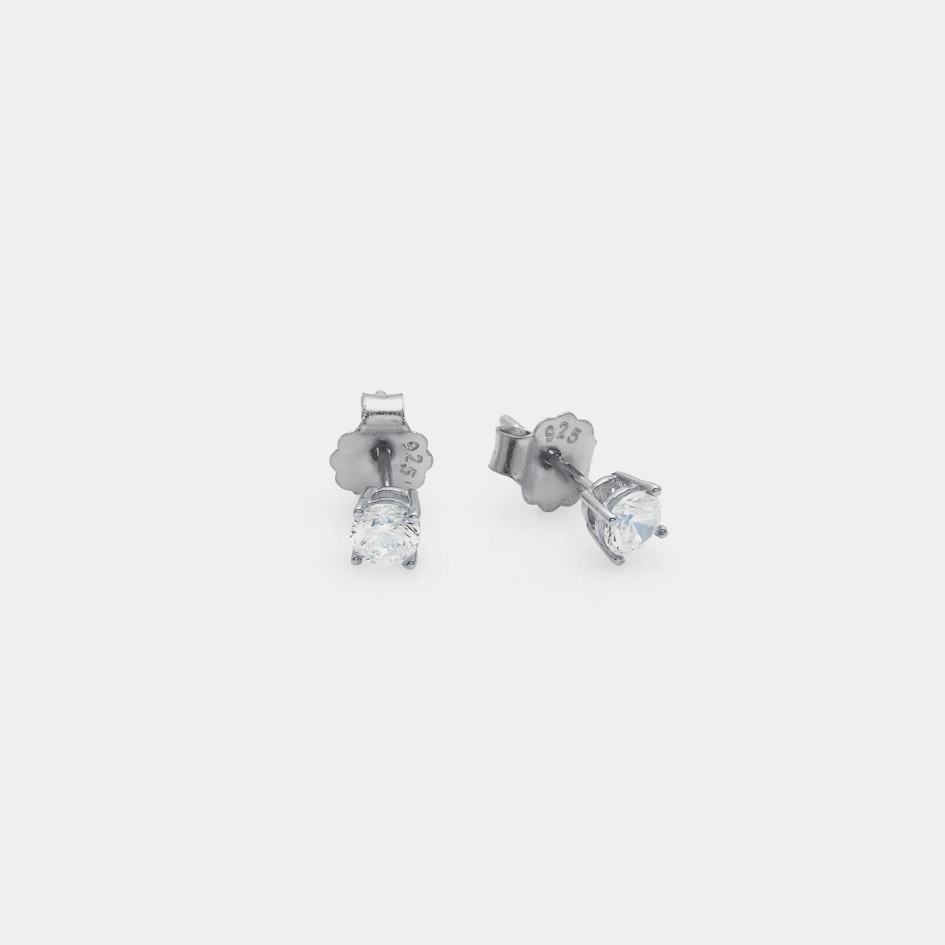 Rhodium-plated silver earrings with white zircons mm 40