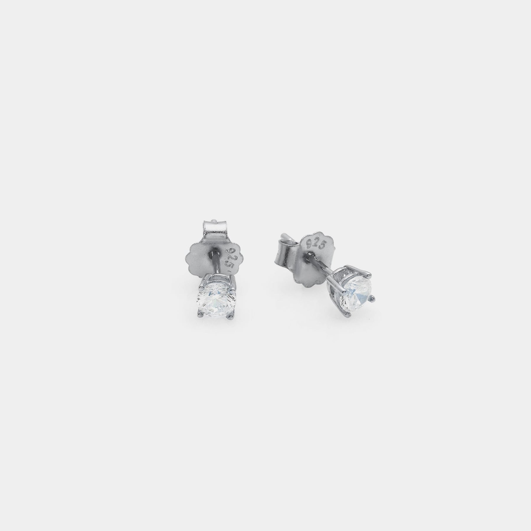Rhodium-plated silver earrings with white zircons mm 40