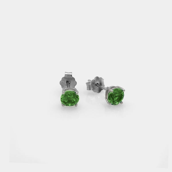 Rhodium-plated silver earrings with green zircons mm 50
