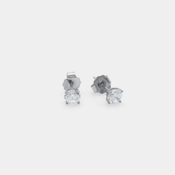 Rhodium-plated silver earrings with white zircons mm 50
