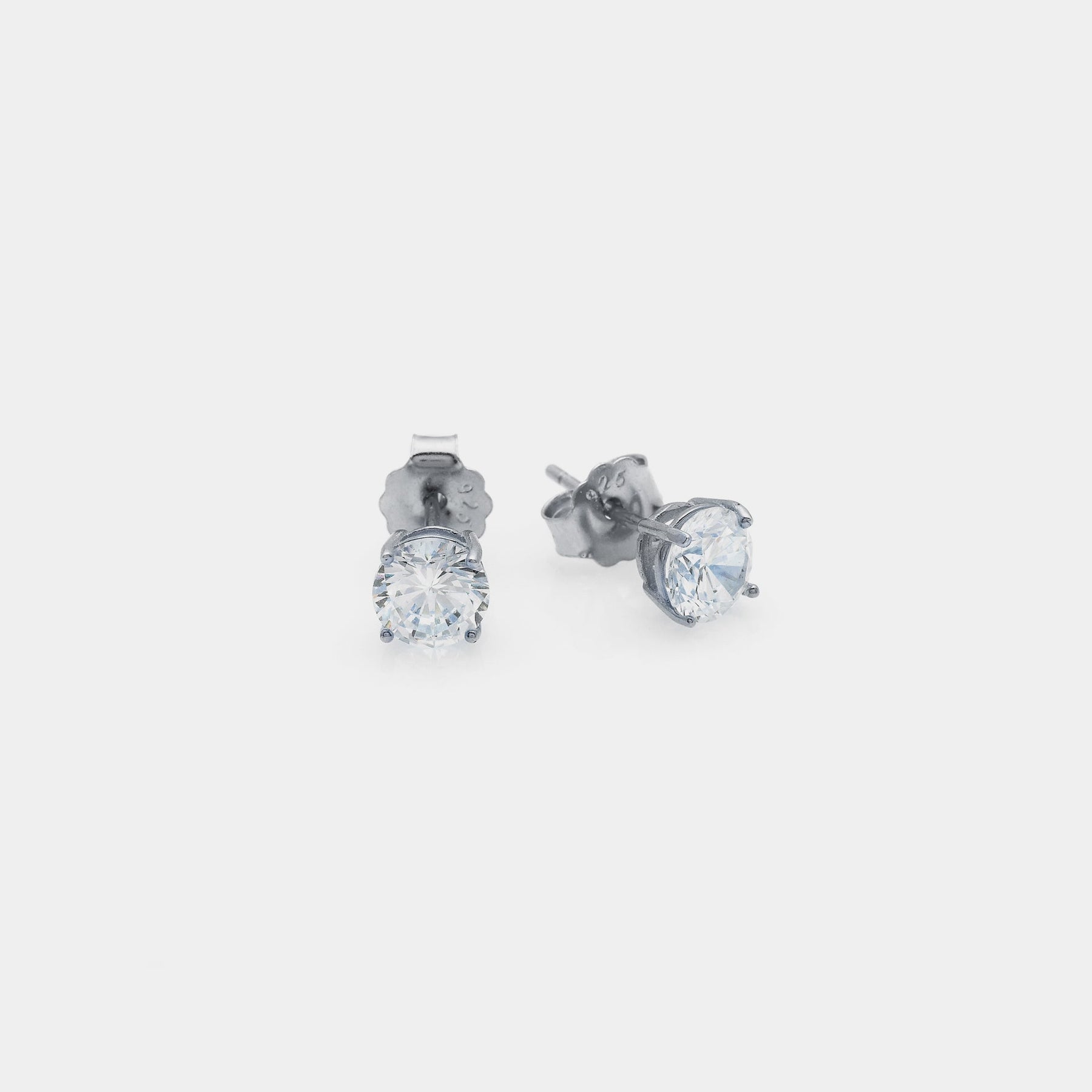 Rhodium-plated silver earrings with white zircons mm 60