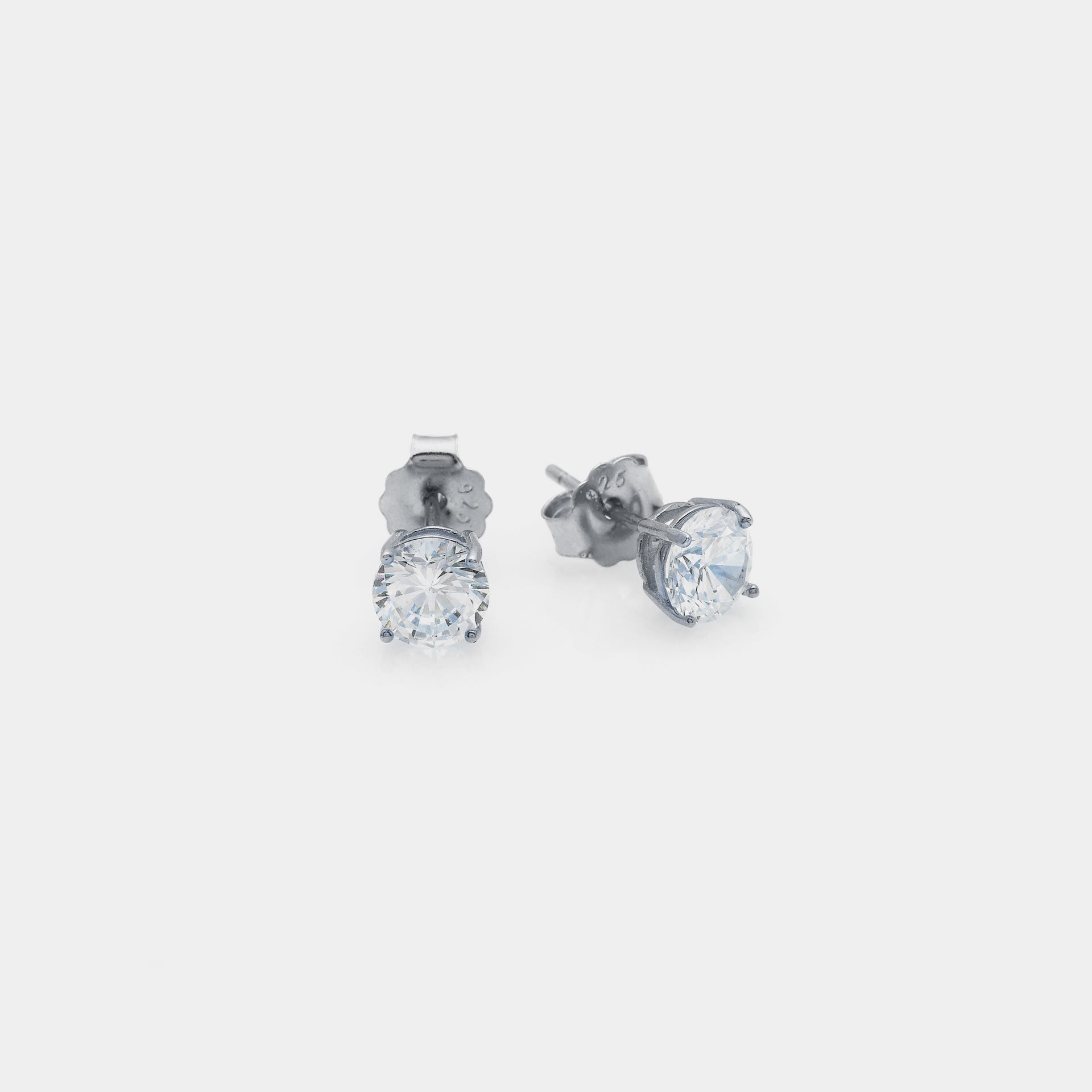 Rhodium-plated silver earrings with white zircons mm 60