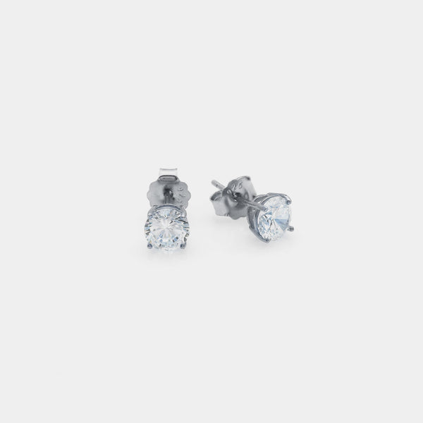 Pendientes de plata chapada en rodio con circonitas blancas mm 60