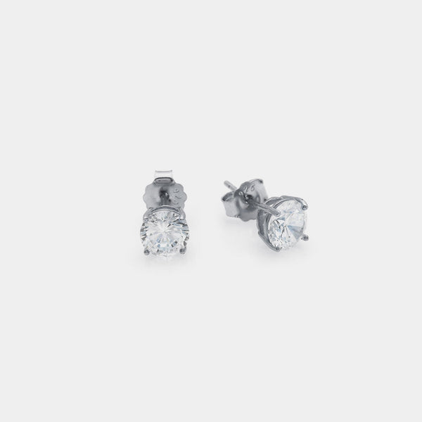 Rhodium-plated silver earrings with white zircons mm 70