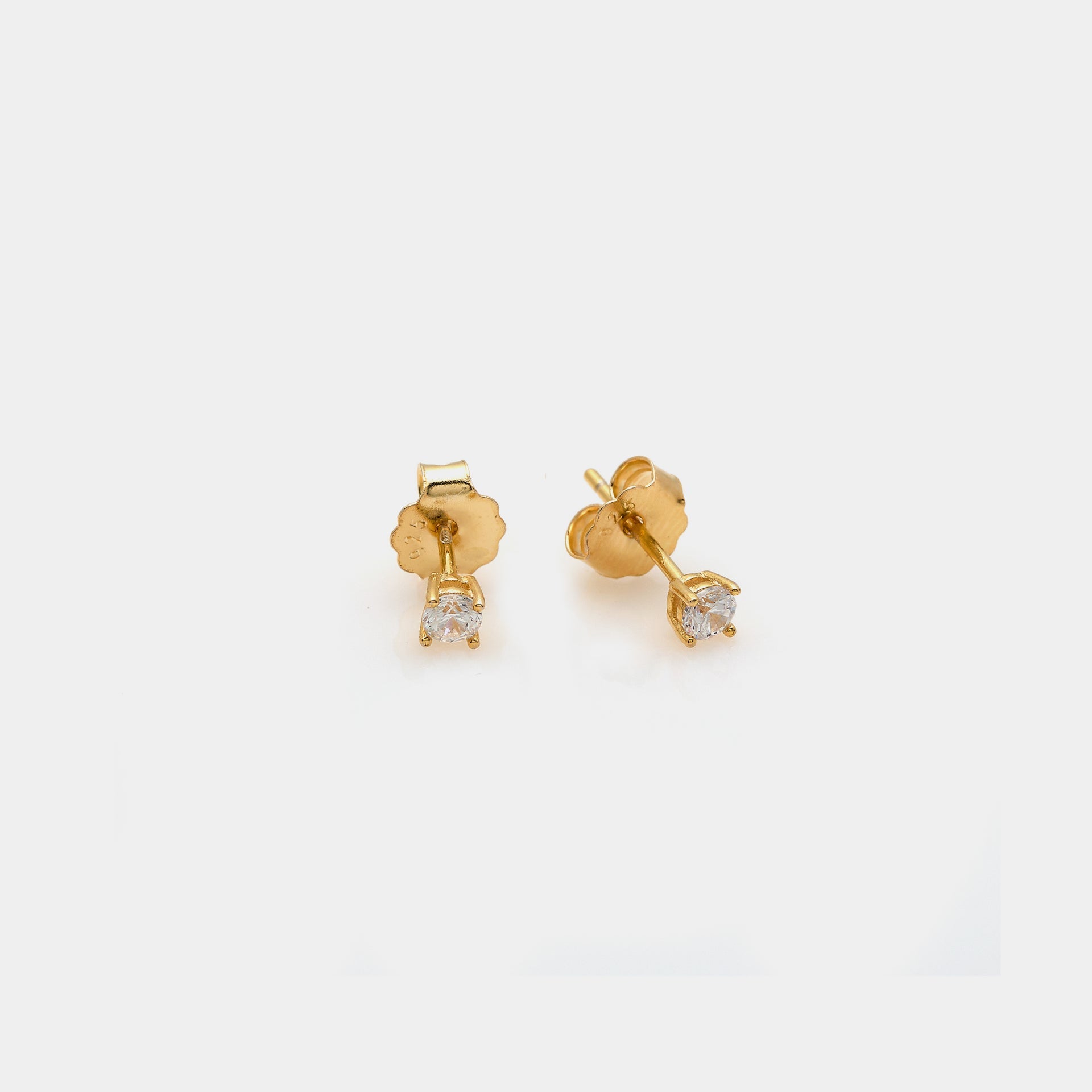 Gold-plated silver earrings with white zircons mm 30