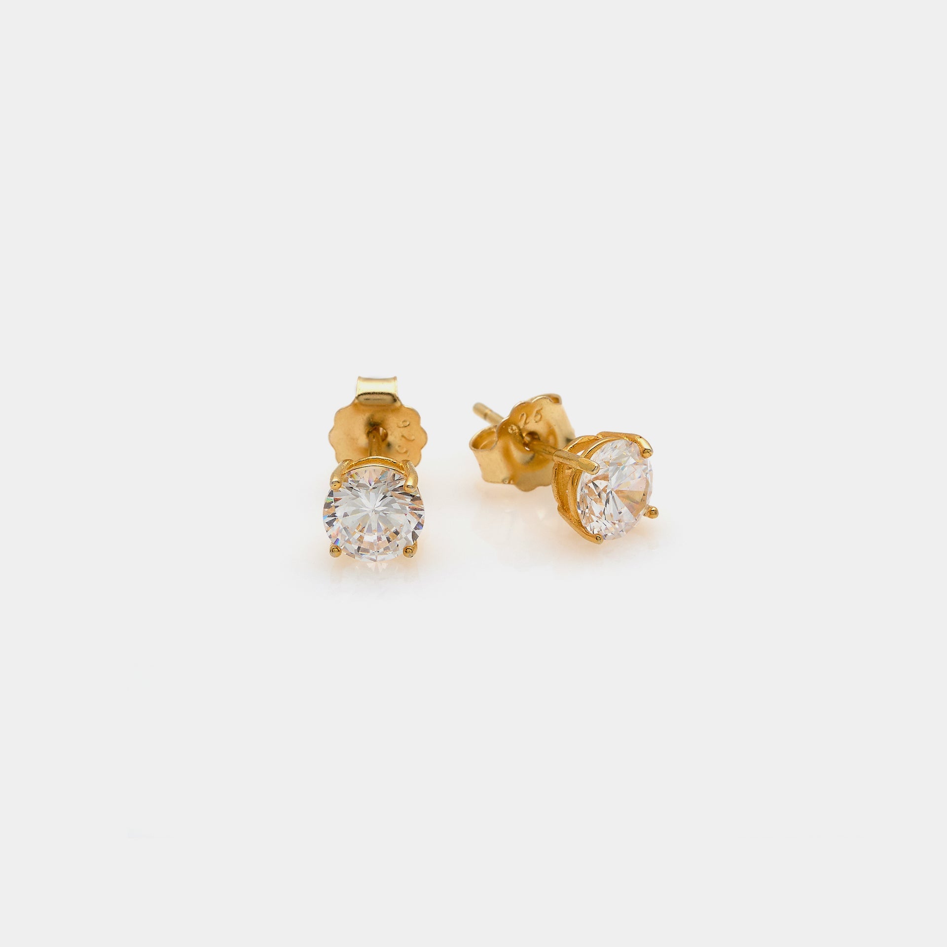 Gold-plated silver earrings with white zircons mm 60