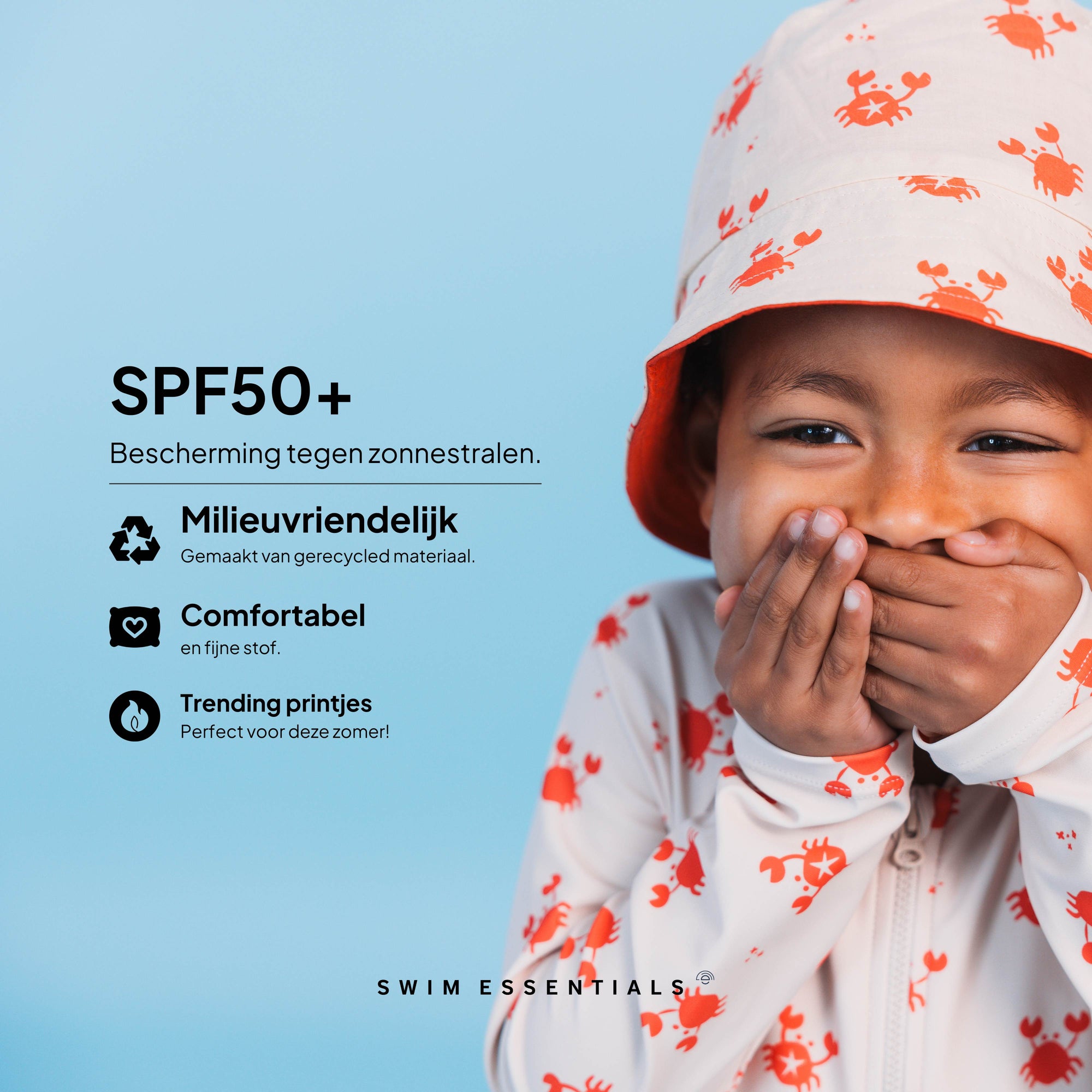 Crabby | Beige/Red UV Swimsuit for Boys