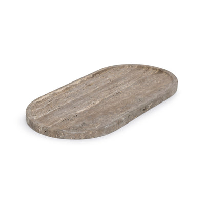 Mramorový tác oválný 40x20cm Titanový travertin