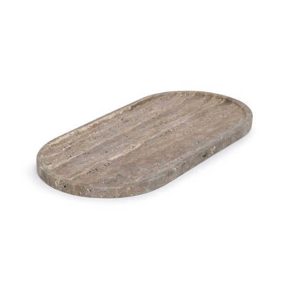 Marmorni pladenj ovalen 40x20cm Titan travertin