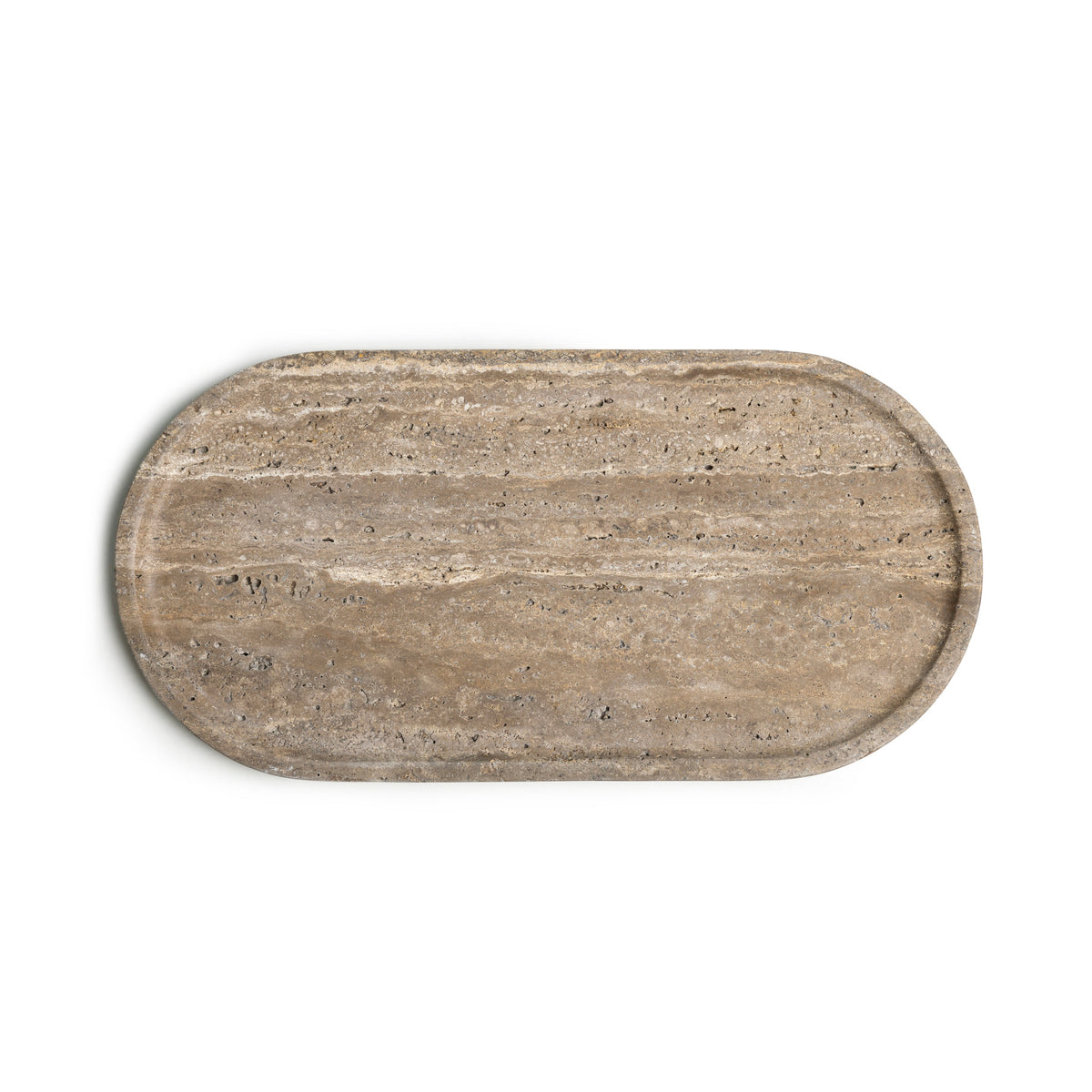 Vassoio in marmo ovale 40x20cm Travertino titanio