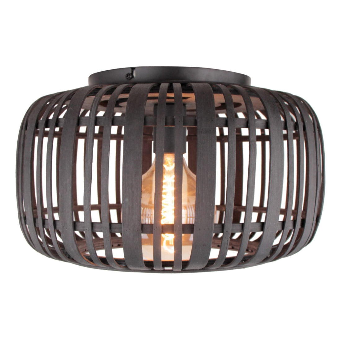 Various Rattan Ceiling Lamp – Ø40 cm – 1-light – E27 – Black