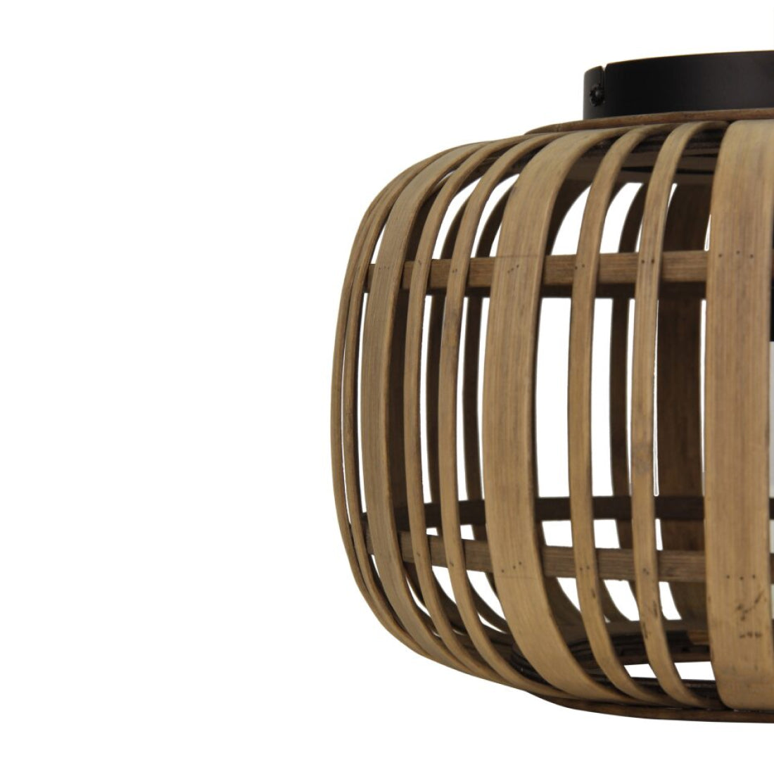 Detail van de bruine rattan structuur van de Various plafondlamp Ø40 cm