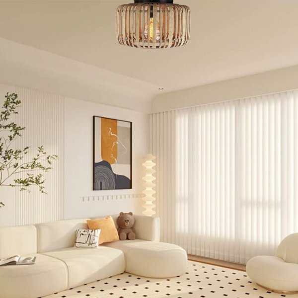 Various Ceiling Lamp Rattan Vintage Design, E27 Socket, Natural Material, without Light Bulb