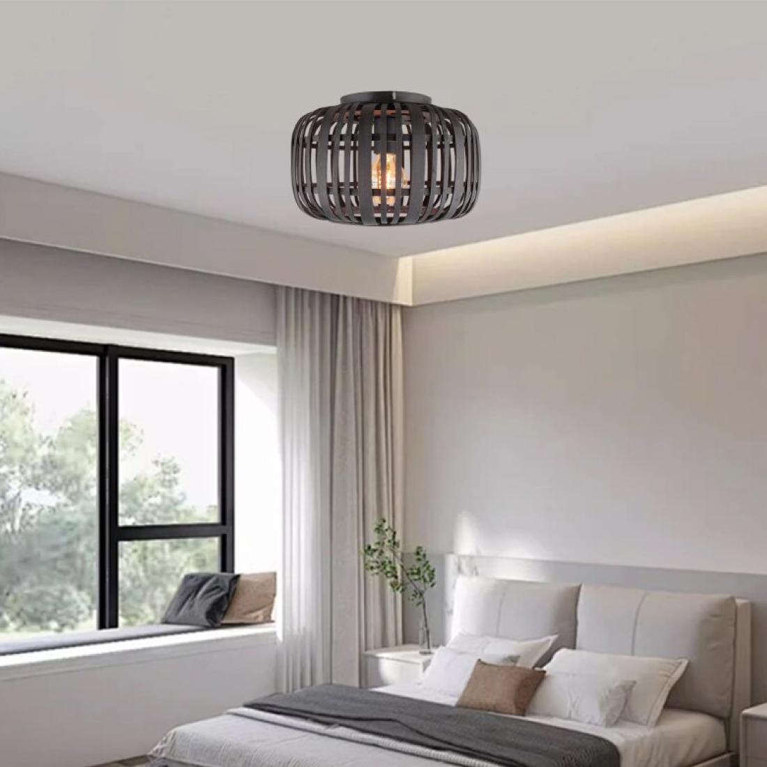 Various Ceiling Lamp Rattan Vintage Design, E27 Socket, Natural Material, without Light Bulb