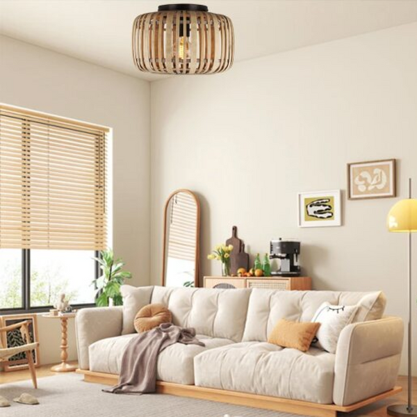 Various Ceiling Lamp Rattan Vintage Design, E27 Socket, Natural Material, without Light Bulb