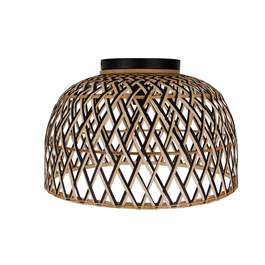 Various Weaving plafondlamp Ø47 cm van bamboe in natuur en zwart.