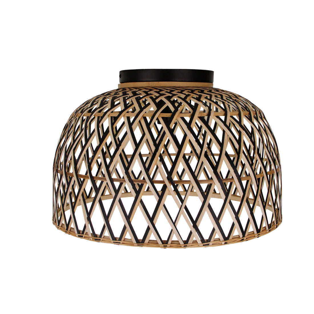 Various Weaving plafondlamp Ø47 cm van bamboe in natuur en zwart.