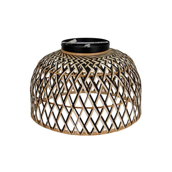 Close-up van het geweven bamboe design van de Various Weaving plafondlamp Ø47 cm.