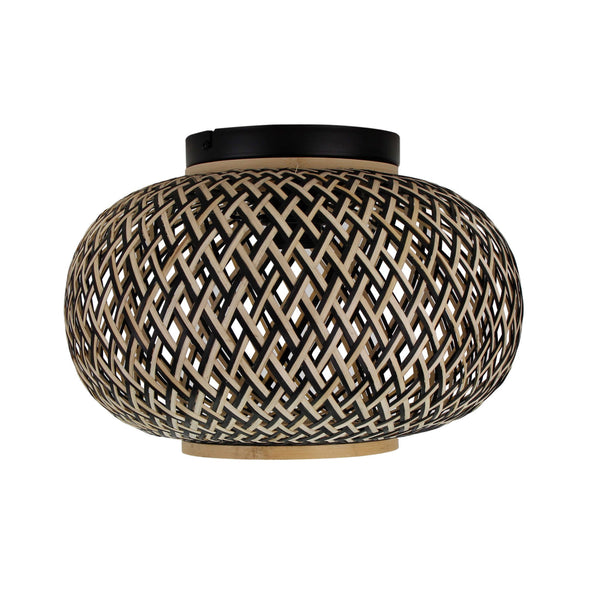 Close-up van de bamboe structuur van de Various Weaving plafondlamp Ø38 cm.