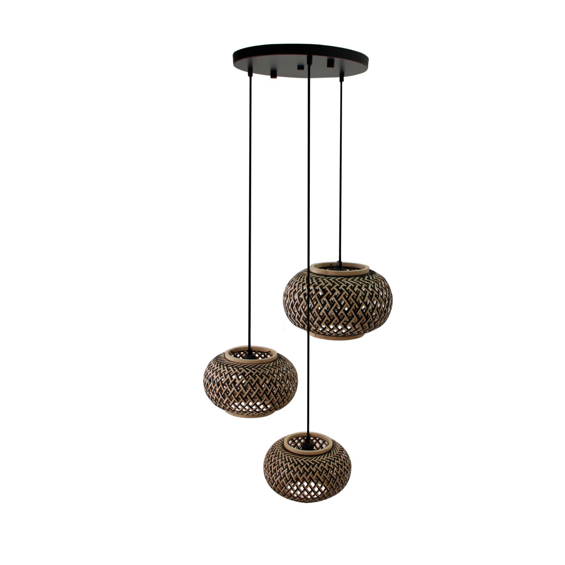 Design hanglamp in natuurlook – Various Weaving – 3 hoogtes – bamboe kappen