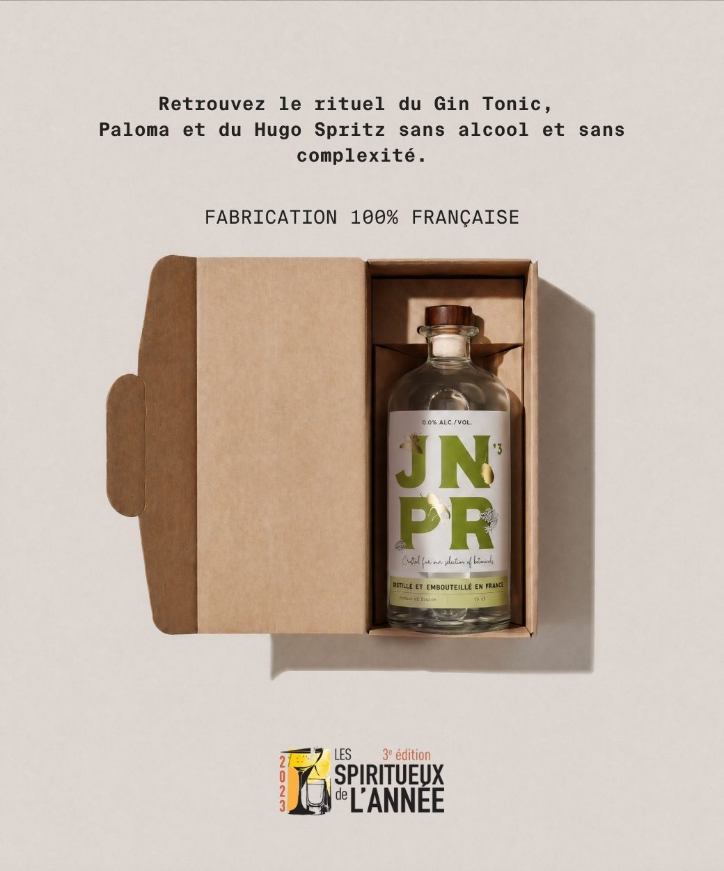 gin sans alcool jnpr 3 frais botanique verveine genièvre spiritueux sans alcool apéritif cocktail paloma sans sucre gin tonic fabrication française