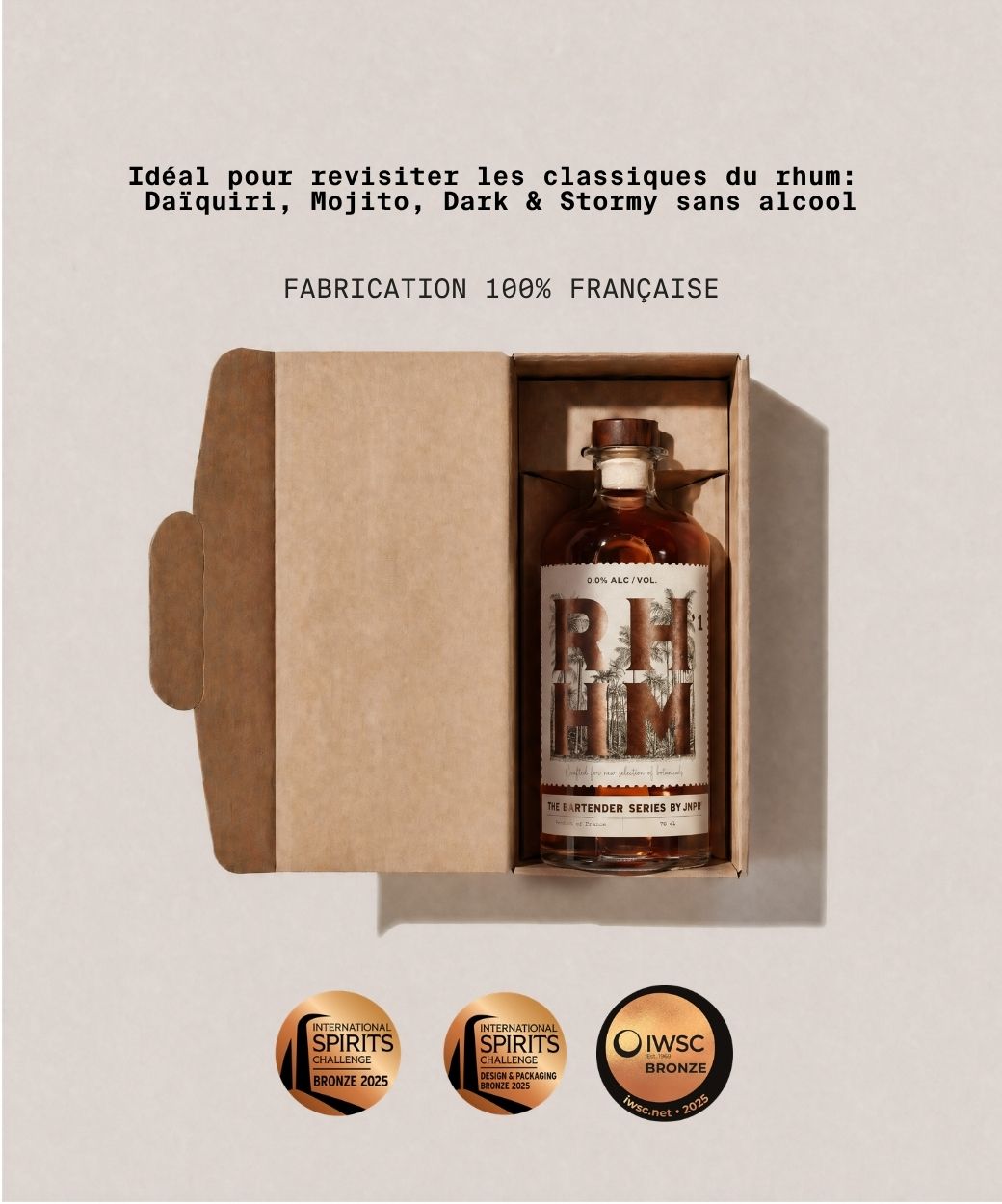 rhum sans alcool jnpr rhum ambré rhhm cocktails sans alcool spiritueux mojito daiquiri fabrication française