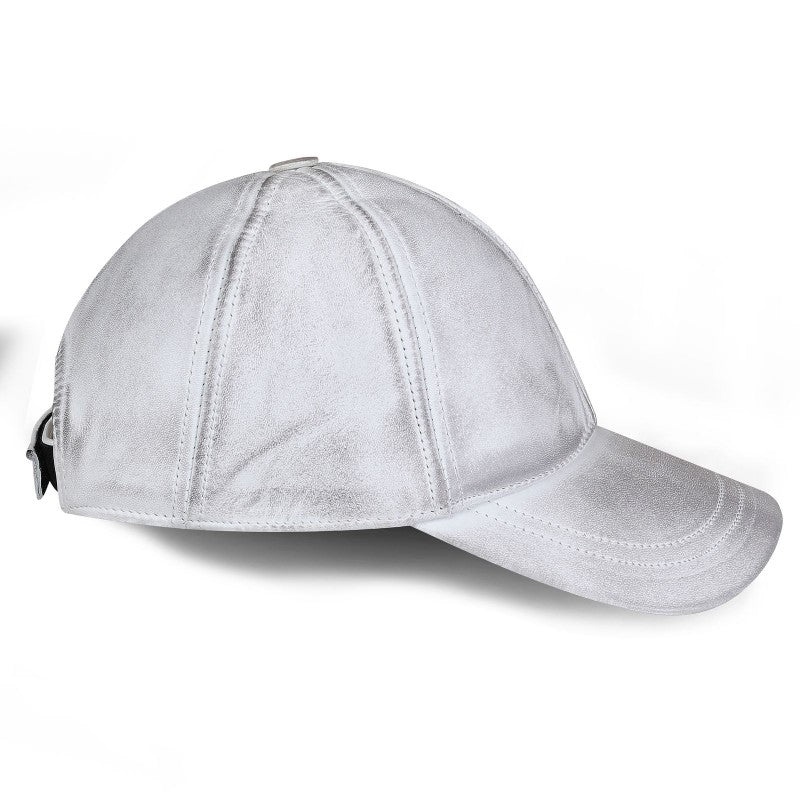 Vintage gray leather cap unisex
