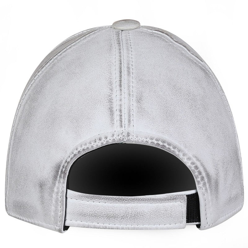Vintage gray leather cap unisex