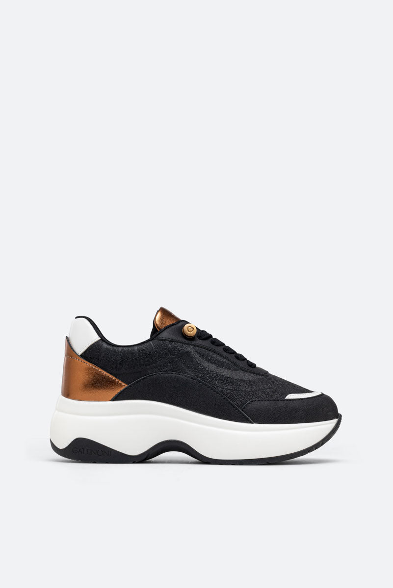 Sneaker New Dafne Laminé PU Noir