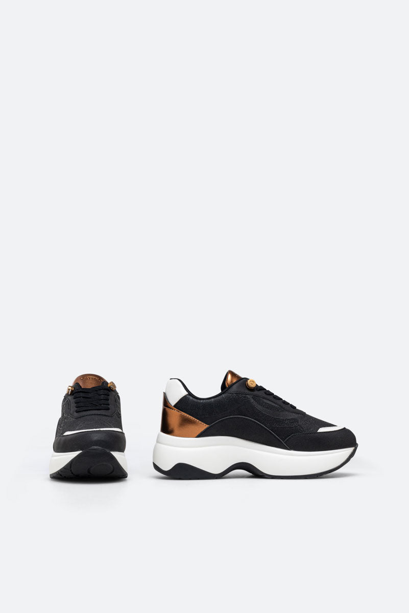 Sneaker New Dafne Laminé PU Noir