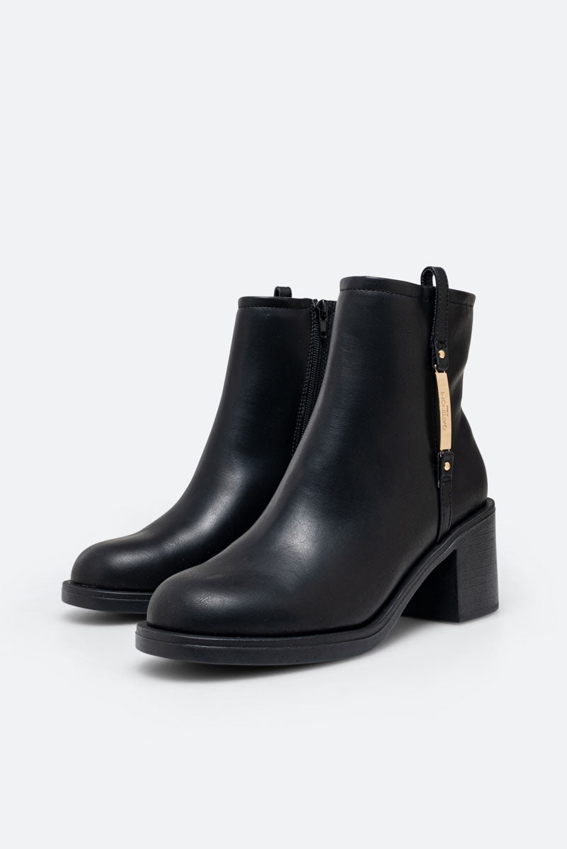 Arvin Black Mid Heel Ankle Boot