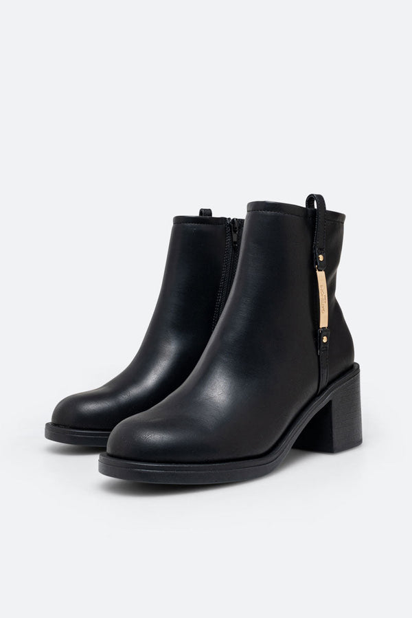 Arvin Black Mid Heel Ankle Boot