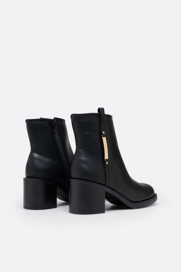 Arvin Black Mid Heel Ankle Boot