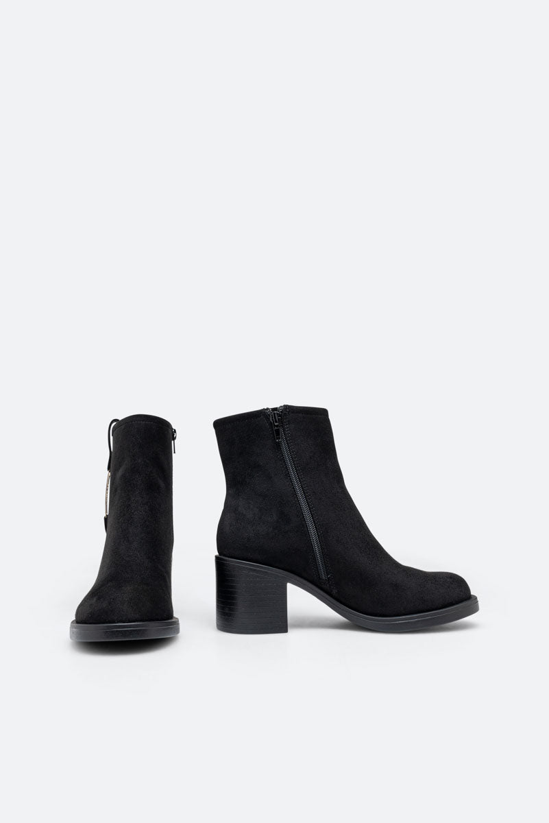 Arvin Black Mid Heel Ankle Boot