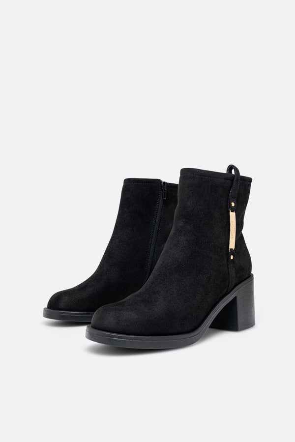 Arvin Black Mid Heel Ankle Boot
