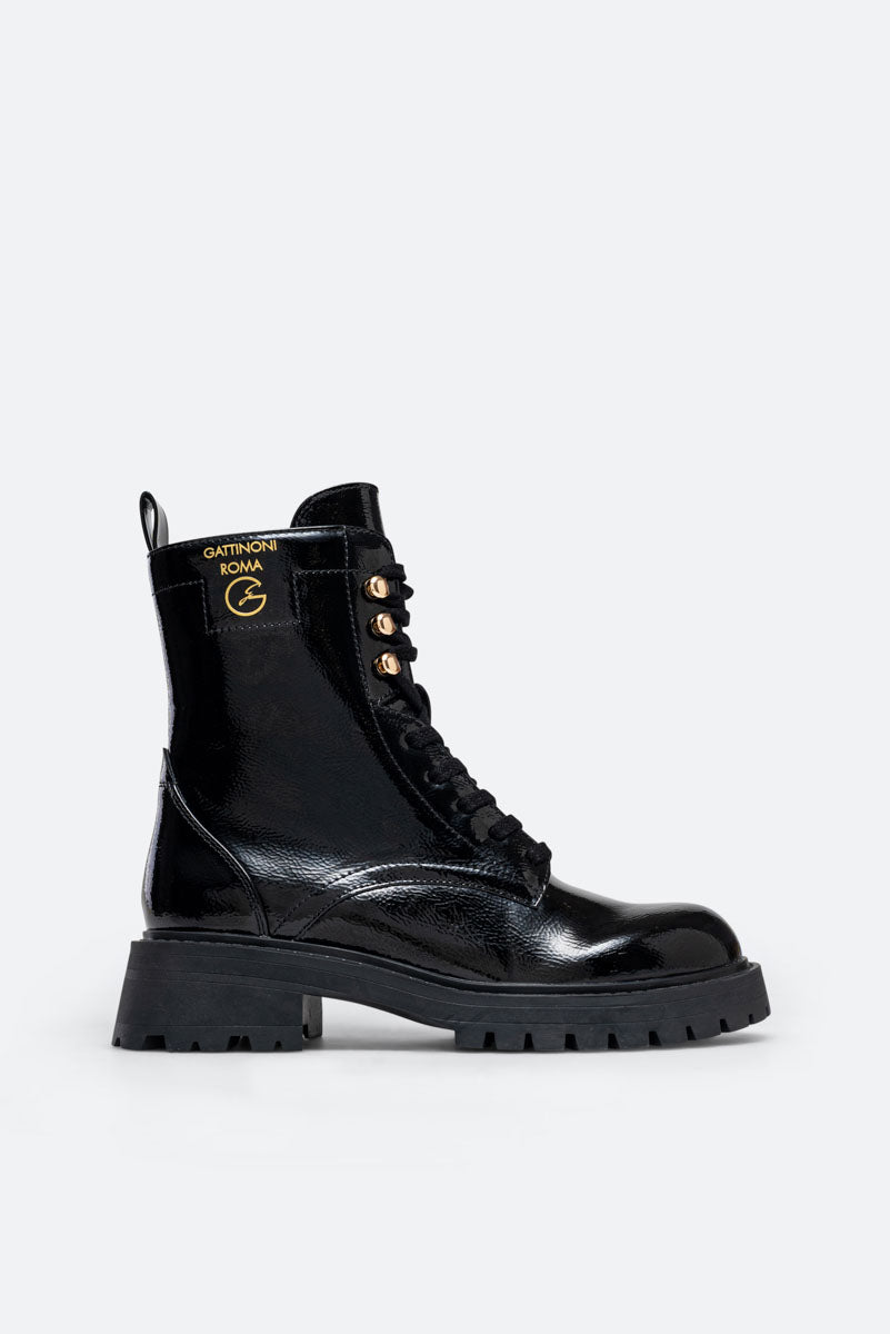 Barrie Black Lace-Up Ankle Boot